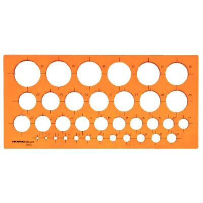 Kreisschablone Ø 1 mm - 35 mm, orange 1 mm steigend, Tuschekante