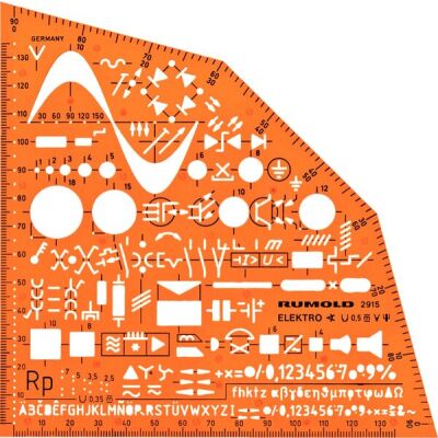 Rumold Ausbildungsschablone Elektro, orange, Symbole f. Elektroinstallation