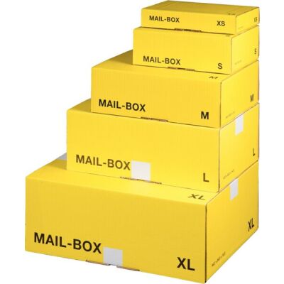 Mail-Box XL gelb, haftklebend und Aufreißfaden,