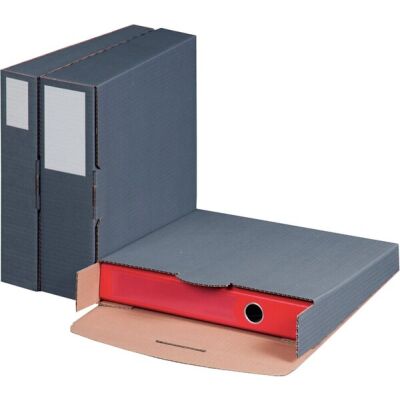 Ordnerversandbox für Ordner 50 - 80 mm, anthrazit, wiederverschließbar mit Steckverschluß