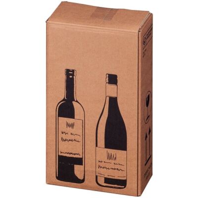 Versandkarton baun für Flaschen, PTZ geprüft, für 2 Flasche