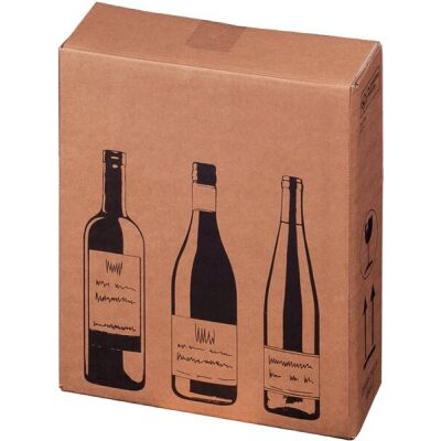 Versandkarton braun für 3 Flaschen PTZ geprüft