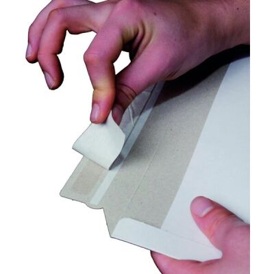 Versandtasche weiß Vollpappe hk m. Aufreißfaden für C4