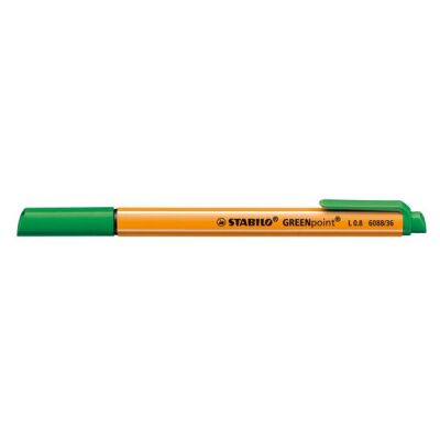 GREENpoint Faserschreiber, 0,8mm, robuste breite Spitze, geringe Stiftlänge und Clip, grün