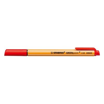 GREENpoint Faserschreiber, 0,8mm, robuste breite Spitze, geringe Stiftlänge und Clip, rot