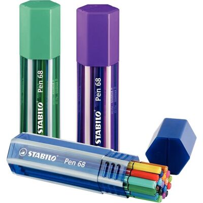 Fasermaler Pen 68 20er Big Pen Bos, Kappe aufsteckbar, Strichstärke: 1,4 mm, Tinte auf Wasserbasis, geruchsneutral