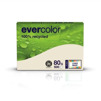 Kopierpapier Evercolor chamois, A4, 80 g/qm, aus 100 % Altpapier, 1 Packung = 500 Blatt, ausgezeichnet mit dem Blauen Engel