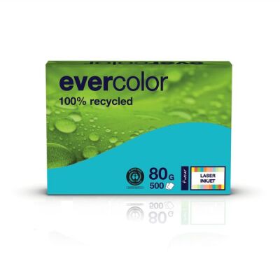 Kopierpapier Evercolor dunkelblau, A4, 80 g/qm, aus 100 % Altpapier 1 Packung = 500 Blatt, ausgezeichnet mit dem Blauen Engel