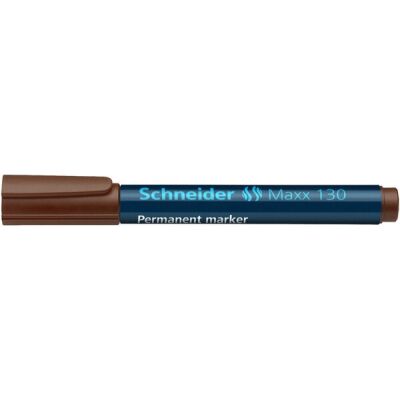 Schneider Permanentmarker Maxx 130, mit Rundspitze, 1 - 3 mm, braun, Gehäuse besteht aus 95% Recycling-Kunststoff