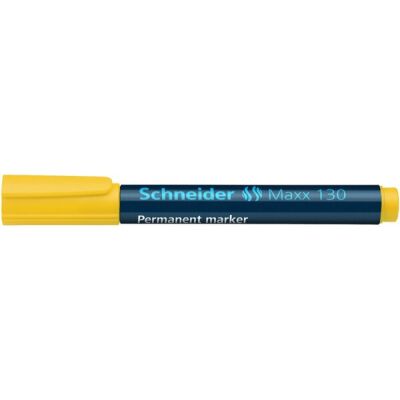 Schneider Permanentmarker Maxx 130, mit Rundspitze, 1 - 3 mm, gelb, Gehäuse besteht aus 95% Recycling-Kunststoff