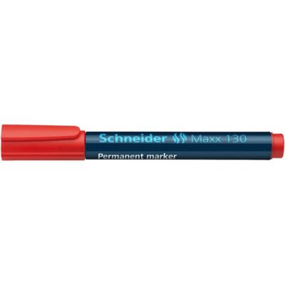 Schneider Permanentmarker Maxx 130, mit Rundspitze, 1 - 3 mm, rot, Gehäuse besteht aus 95% Recycling-Kunststoff
