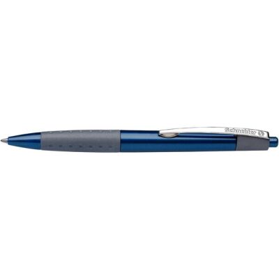 Druckkugelschreiber Loox blau mit weicher Soft-Grip-Zone, metallclip