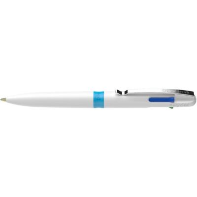 Kugelschreiber Take 4, weiß, Schreibfarbe: schwarz, rot, blau, grün, Gehäuse 92 % Recyclingkunststoff