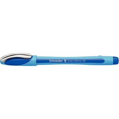 Kugelschreiber Slider Memo XB, blau, CO 2 neutral produziert, Visco Glide, gleitendes schreiben, gummierter Schaft, Kappe mit Metallclip Gehäusefarbe in Schreibfarbe