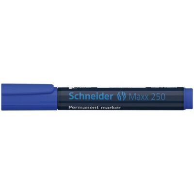 Schneider Permanentmarker 250 mit Keilspitze 2-7mm, blau, Gehäuse zu 95 % aus Recycling-Kunststoff