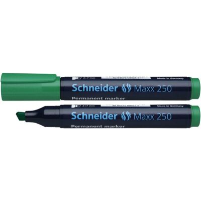 Schneider Permanentmarker 250 mit Keilspitze 2-7mm, grün, Gehäuse zu 95 % aus Recycling-Kunststoff