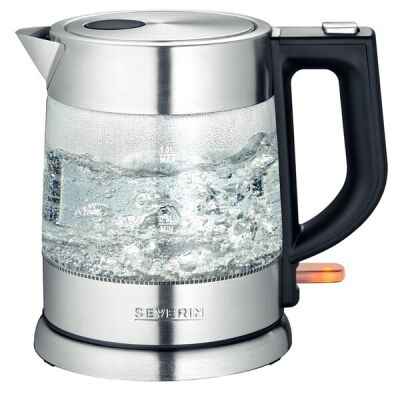 Wasserkocher WK3468, Glas-Edelstahl gebürstet schwarz, 1 L