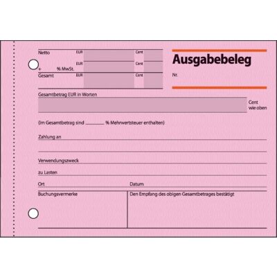 Ausgabebeleg A6quer 50 Blatt rosa