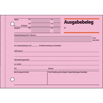 Ausgabebeleg A6quer 50 Blatt rosa