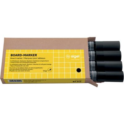 Board-Marker, 2-3 mm, Rundspitze, abwischbar, schwarz, Etui mit 4 Stiften