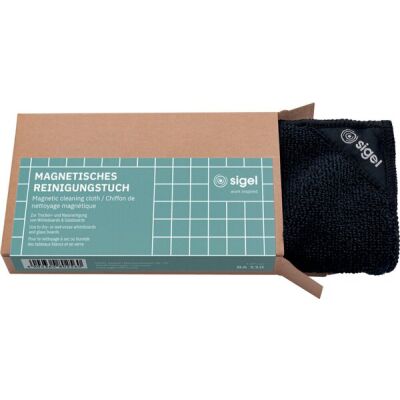 Reinigungstuch, magnetisch, schwarz, zur Trocken- und Nassreinigung, mit eingenähten Neodym-Magneten
