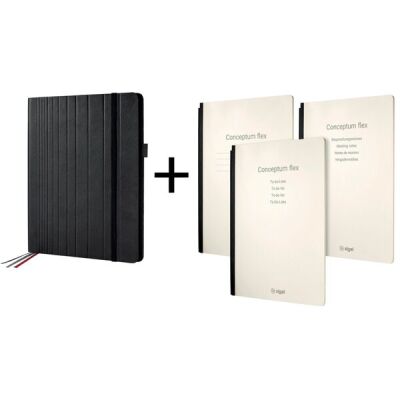 Business Organiser Conceptum flex A4, schwarz, Kunstleder, Maße: 245 x 310 x 30 mm, Inhalt je 1: CF200 / 220 / 222