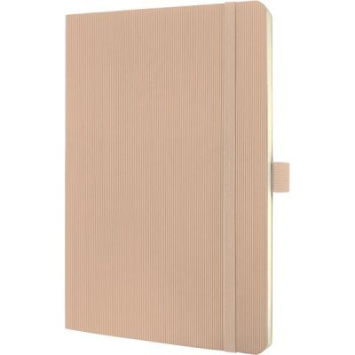 Notizbuch Conceptum, 135 x 210 x 14 mm, 80g, Hardcover, beige, kariert, 194 Seiten, Stiftschlaufe, nummerierte Seiten, Inhaltsverzeichnis, Gummibandverschluss