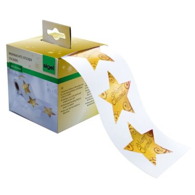 Weihnachts-Sticker auf Rolle Christmas Stars, 47x47mm