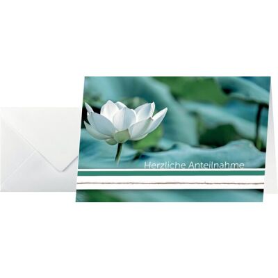 Trauer-Karten inkl. Umschläge weiß, Water Lily, Glanzkarton, 115x170 mm