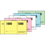 Nummernblock 1-1000, 5-farbig sortiert, 105 x 50 mm