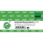 Garderoben Nummernblock 1-500, 105x50mm, Lochstanzung f....