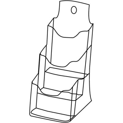 Tischprospekthalter glasklar Acryl 3 Fächer Din Lang hoch, freistehend