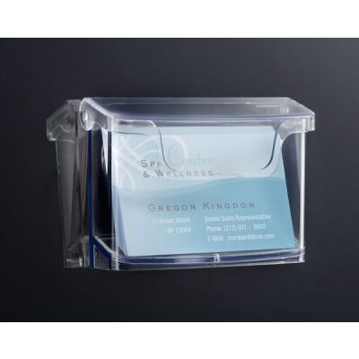 Visitenkartenhalter glasklar Acryl für 60 Karten, inkl. Befestigungsmat.