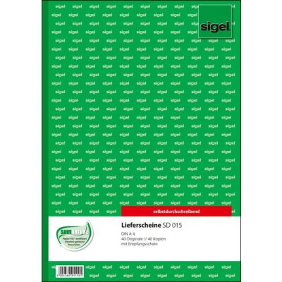 Lieferschein A4 2x40 Blatt weiss/ gelb m. Empfangsschein, 1. und 2. Bl