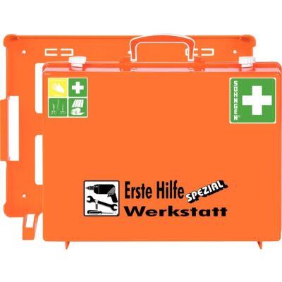 Erste-Hilfe-Koffer SPEZIAL Werkstatt, 400 x 300 x 150 mm, inkl. Wandhalterung
