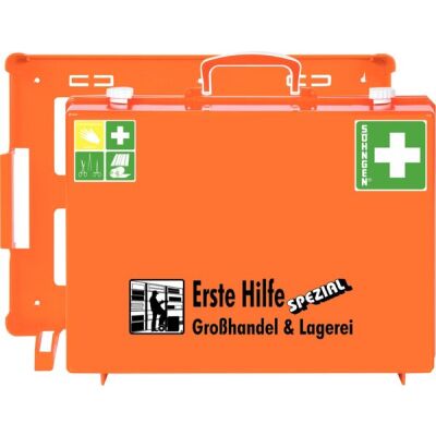 Erste-Hilfe-Koffer SPEZIAL Großhandel & Lagerei, 400 x 300 x 150 mm, inkl. Wandhalterung
