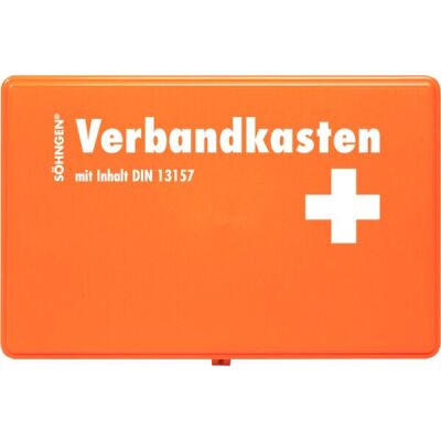 Verbandskasten KIEL orange, gefüllt, Standard nach DIN 13157, Kunststoff