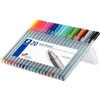 Fineliner triplus 334, 20er Etui, sortiert. Strichstärke: