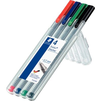 Ergonomischer triplus Fineliner superfeine metallgef. Spitze, 4er