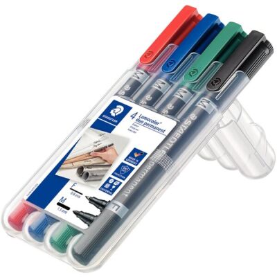 Lumocolor duo permanent Marker 4er Etui in rt,bl,gn und sw