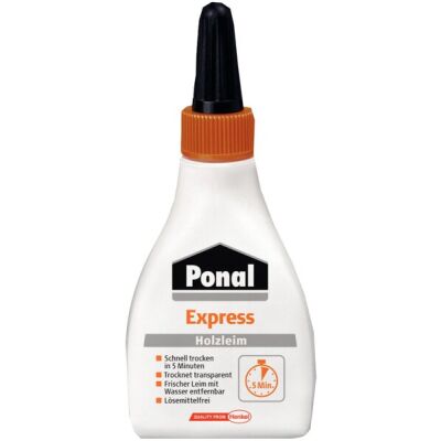 Ponal Express Holzleim, 60g Flasche, gebrauchsfertiger, wasserbasierender
