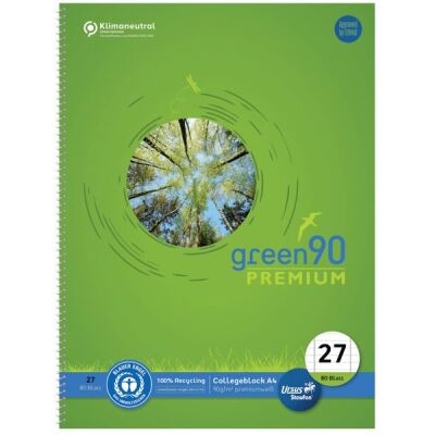 Green Collegeblock, A4, liniert, 80 Blatt, 90 g/qm, LIN27, mit Randlinien