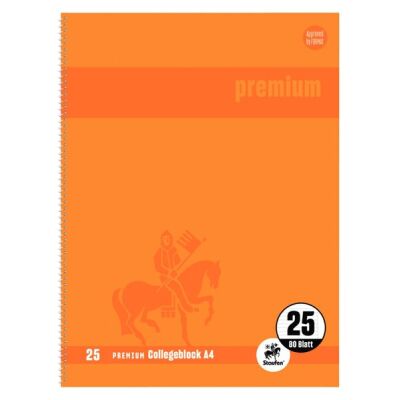 Collegeblock, A4, liniert 80 Blatt, orange , 90 g/qm, LIN.25, mit Randlienien