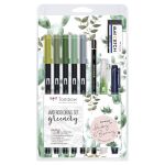 Watercoloring Set, Greenery, 5 farbige Brush Pens, 1...