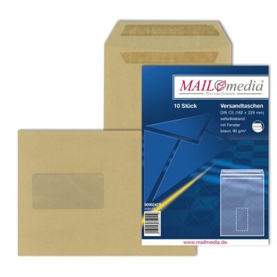 Versandtasche C5, mit Fenster, SK, 90 g/qm, braun