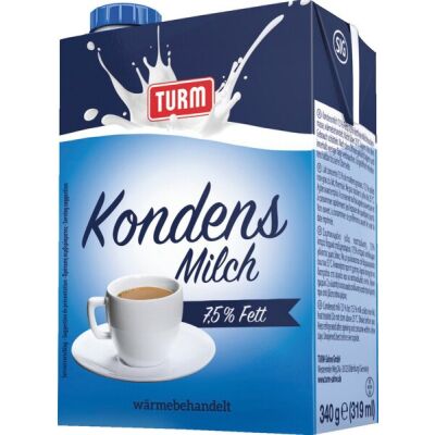 Kondensmilch, 7,5 % Fett, 340 g,teilentrahmt, eingedickthomogenisiert, wärmebehandelt