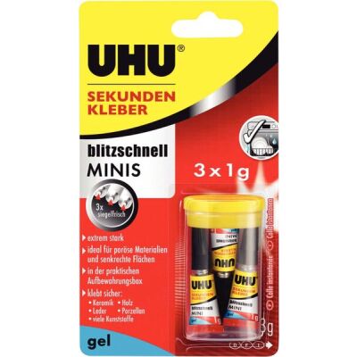 UHU Sekundenkleber blitzschnell mini 3 x 1 g