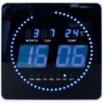 LED-Uhr FLO, schwarz, 28x28cm, Zeitanzeige über...