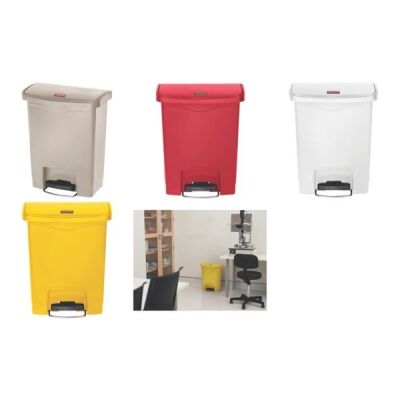 Rubbermaid Tret-Abfalleimer Slim Ji m, 30 Liter, weiß (71240026)