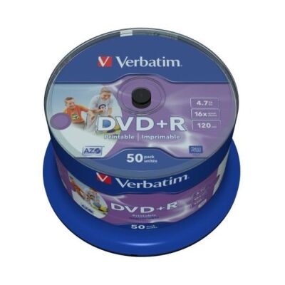 Rohling DVD+R, 4,7 GB/120 Min., 16-fach, inkjet bedruckbar, white printable, 1 VE = 1 Spindel á 50 Stück